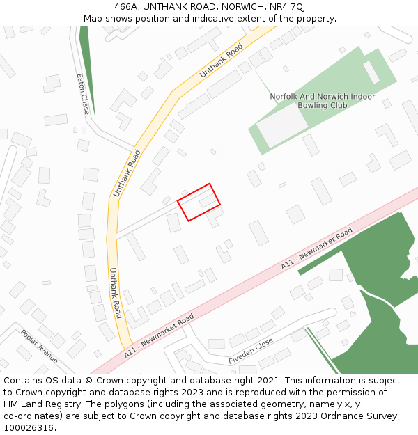 466A, UNTHANK ROAD, NORWICH, NR4 7QJ: Location map and indicative extent of plot