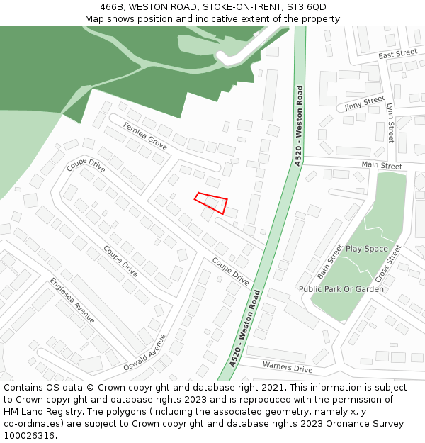 466B, WESTON ROAD, STOKE-ON-TRENT, ST3 6QD: Location map and indicative extent of plot