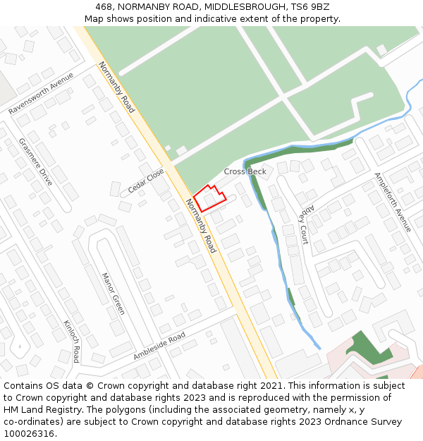 468, NORMANBY ROAD, MIDDLESBROUGH, TS6 9BZ: Location map and indicative extent of plot