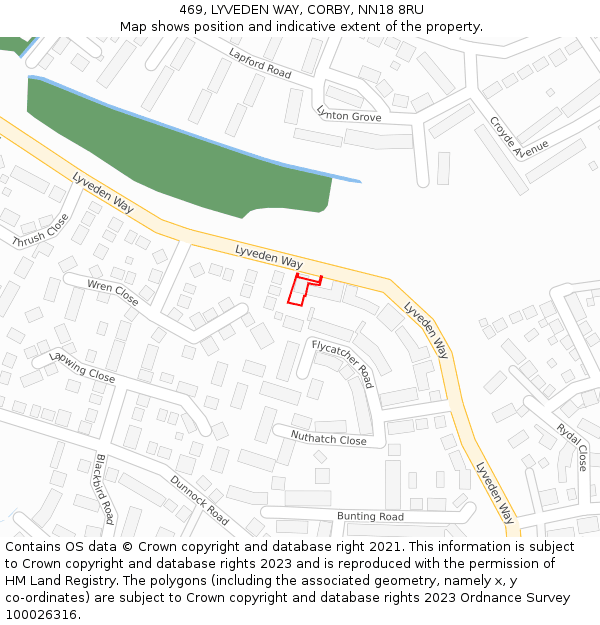 469, LYVEDEN WAY, CORBY, NN18 8RU: Location map and indicative extent of plot