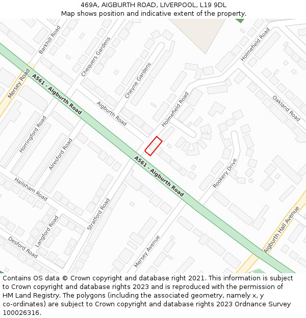 469A, AIGBURTH ROAD, LIVERPOOL, L19 9DL: Location map and indicative extent of plot
