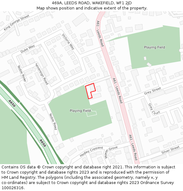 469A, LEEDS ROAD, WAKEFIELD, WF1 2JD: Location map and indicative extent of plot