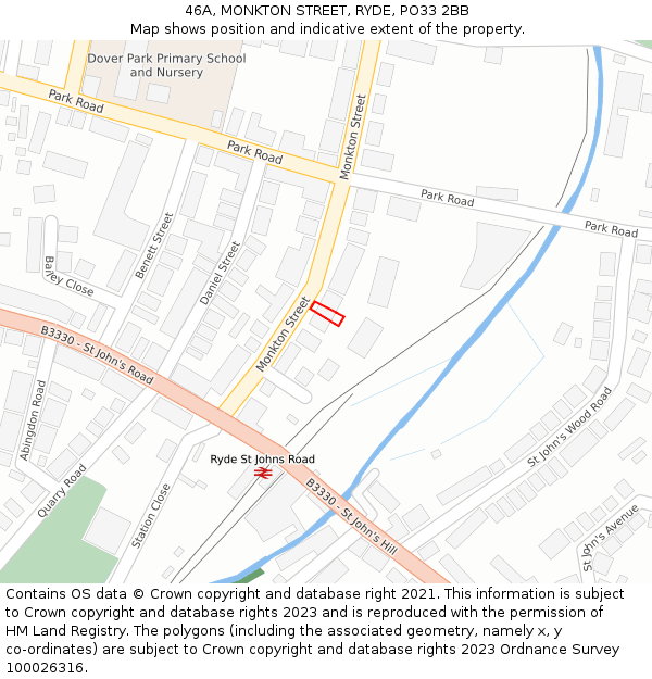 46A, MONKTON STREET, RYDE, PO33 2BB: Location map and indicative extent of plot