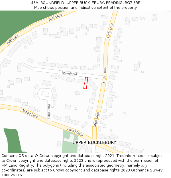 46A, ROUNDFIELD, UPPER BUCKLEBURY, READING, RG7 6RB: Location map and indicative extent of plot