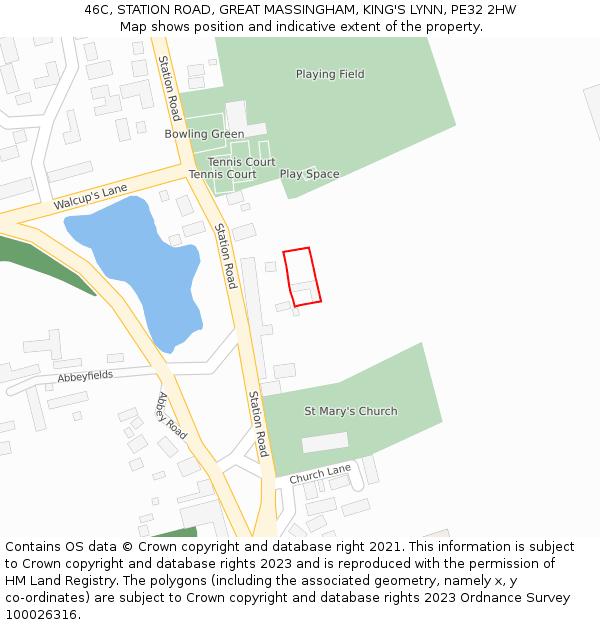 46C, STATION ROAD, GREAT MASSINGHAM, KING'S LYNN, PE32 2HW: Location map and indicative extent of plot