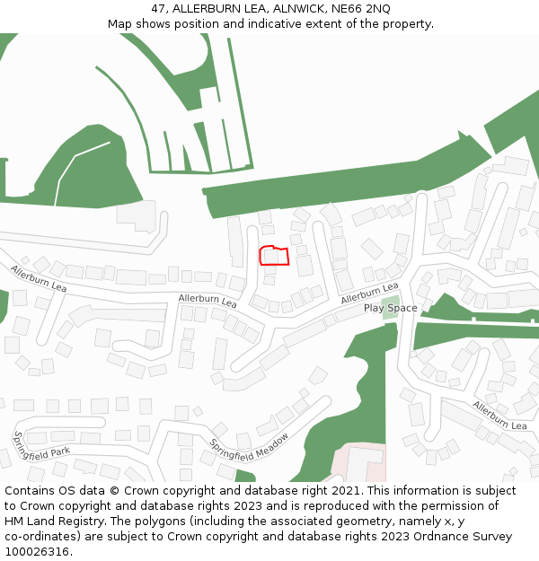 47, ALLERBURN LEA, ALNWICK, NE66 2NQ: Location map and indicative extent of plot