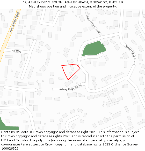 47, ASHLEY DRIVE SOUTH, ASHLEY HEATH, RINGWOOD, BH24 2JP: Location map and indicative extent of plot