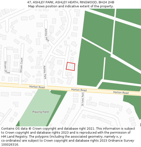 47, ASHLEY PARK, ASHLEY HEATH, RINGWOOD, BH24 2HB: Location map and indicative extent of plot