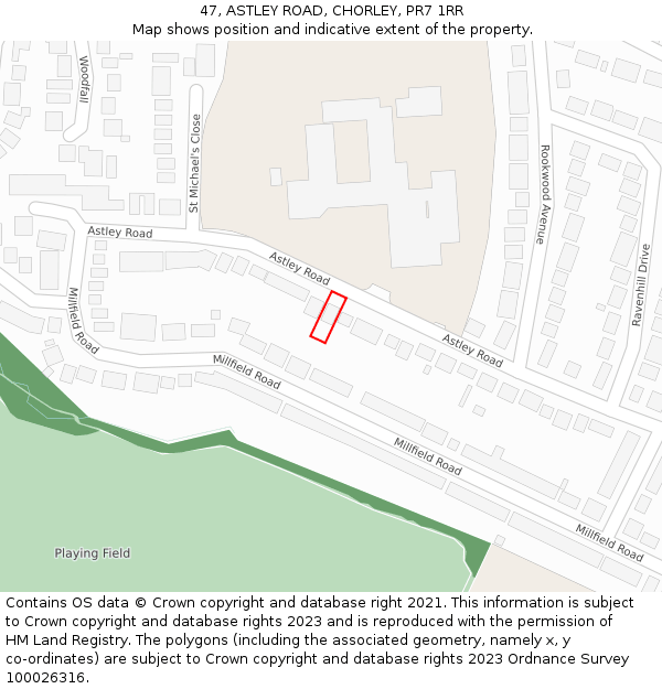 47, ASTLEY ROAD, CHORLEY, PR7 1RR: Location map and indicative extent of plot