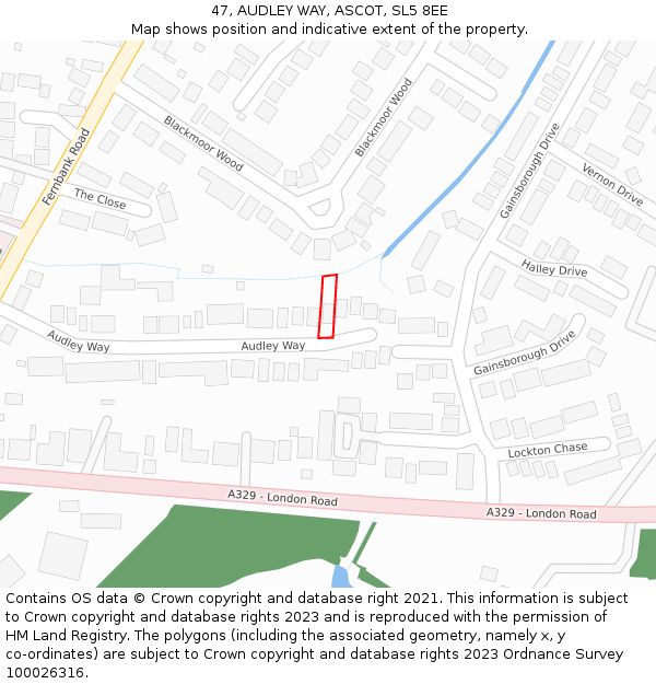 47, AUDLEY WAY, ASCOT, SL5 8EE: Location map and indicative extent of plot