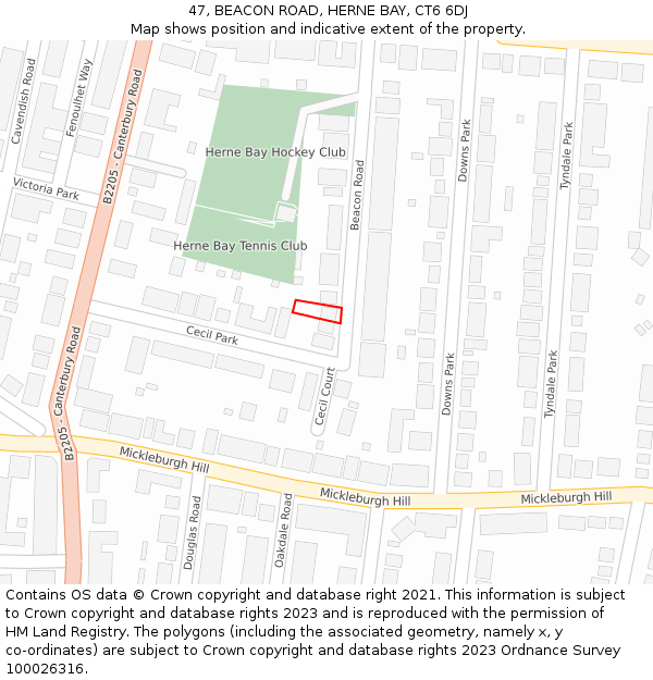 47, BEACON ROAD, HERNE BAY, CT6 6DJ: Location map and indicative extent of plot