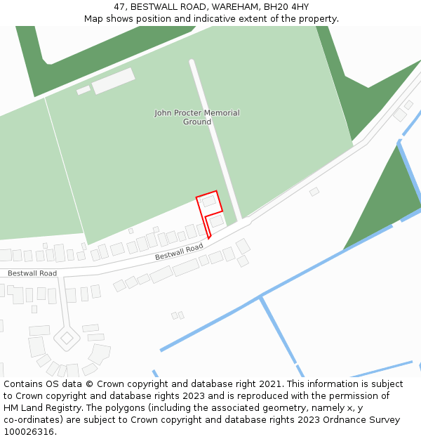 47, BESTWALL ROAD, WAREHAM, BH20 4HY: Location map and indicative extent of plot