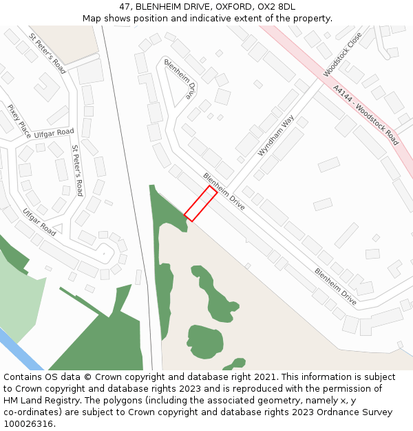47, BLENHEIM DRIVE, OXFORD, OX2 8DL: Location map and indicative extent of plot