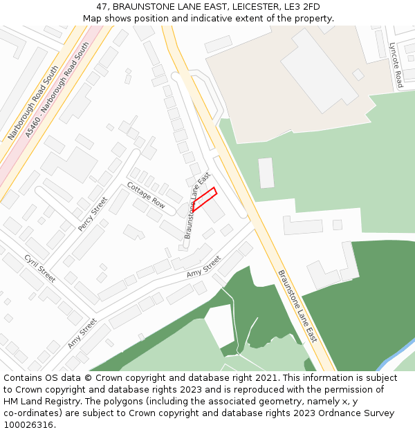 47, BRAUNSTONE LANE EAST, LEICESTER, LE3 2FD: Location map and indicative extent of plot
