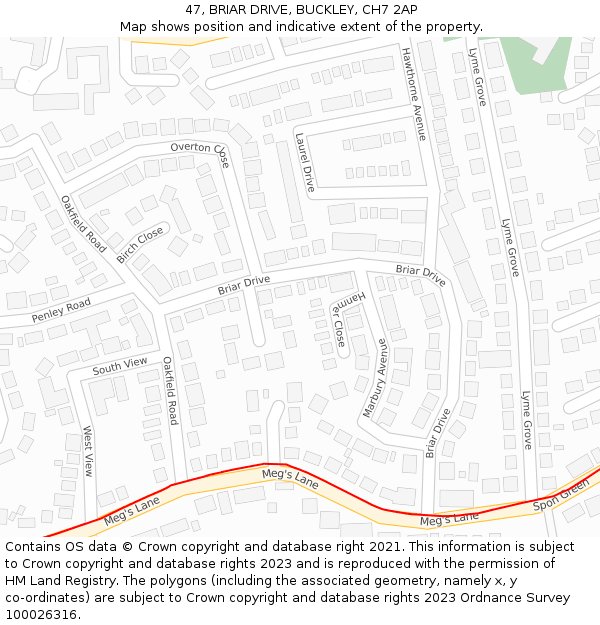 47, BRIAR DRIVE, BUCKLEY, CH7 2AP: Location map and indicative extent of plot