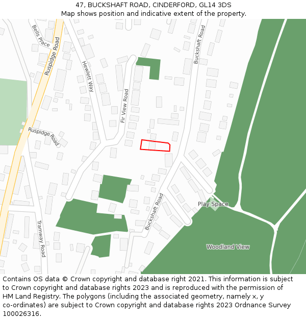 47, BUCKSHAFT ROAD, CINDERFORD, GL14 3DS: Location map and indicative extent of plot