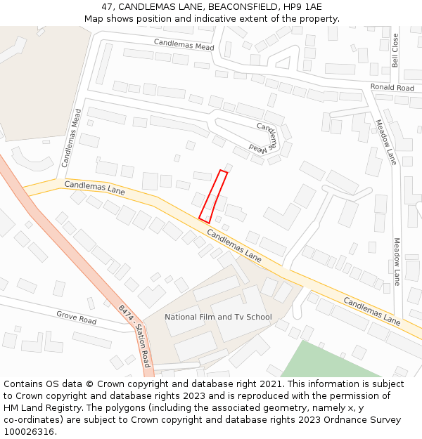 47, CANDLEMAS LANE, BEACONSFIELD, HP9 1AE: Location map and indicative extent of plot