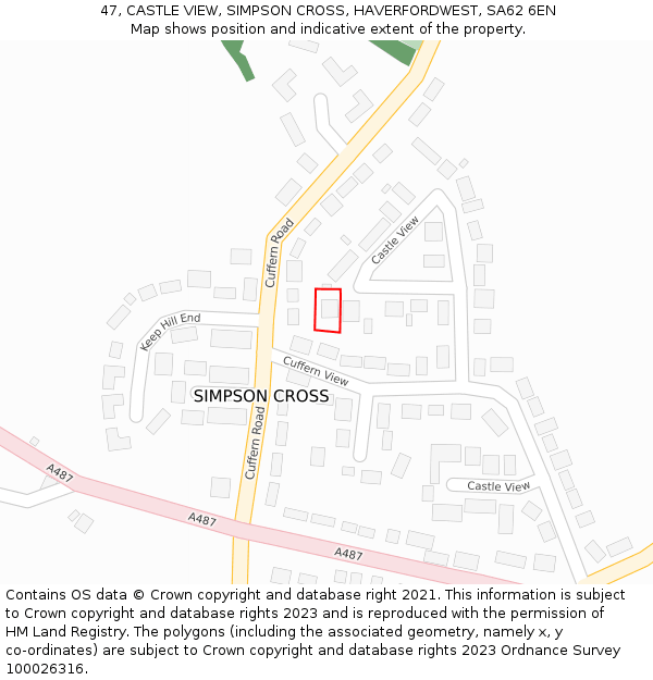 47, CASTLE VIEW, SIMPSON CROSS, HAVERFORDWEST, SA62 6EN: Location map and indicative extent of plot