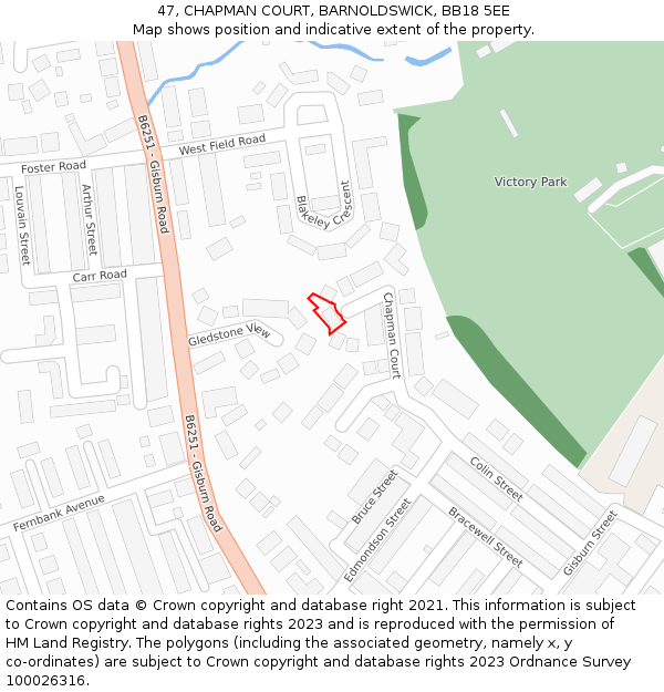 47, CHAPMAN COURT, BARNOLDSWICK, BB18 5EE: Location map and indicative extent of plot
