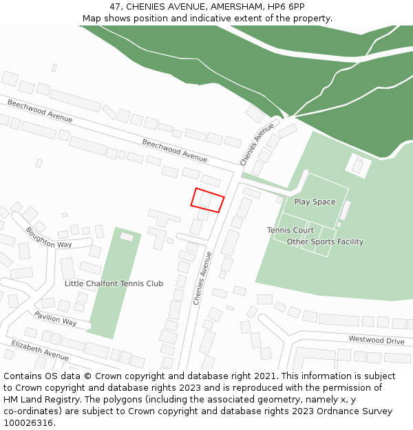 47, CHENIES AVENUE, AMERSHAM, HP6 6PP: Location map and indicative extent of plot