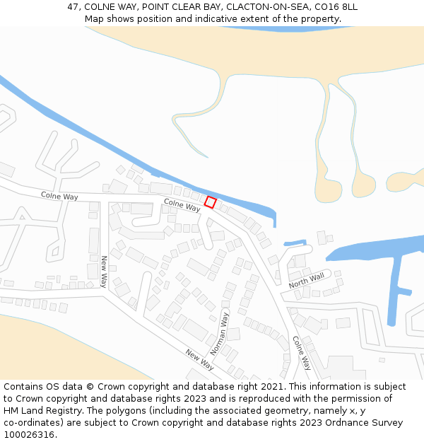 47, COLNE WAY, POINT CLEAR BAY, CLACTON-ON-SEA, CO16 8LL: Location map and indicative extent of plot