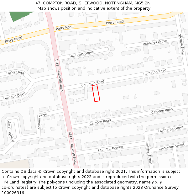 47, COMPTON ROAD, SHERWOOD, NOTTINGHAM, NG5 2NH: Location map and indicative extent of plot