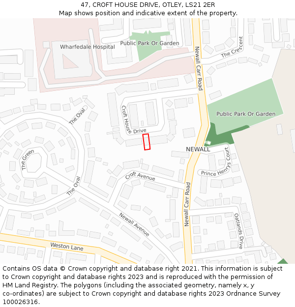 47, CROFT HOUSE DRIVE, OTLEY, LS21 2ER: Location map and indicative extent of plot
