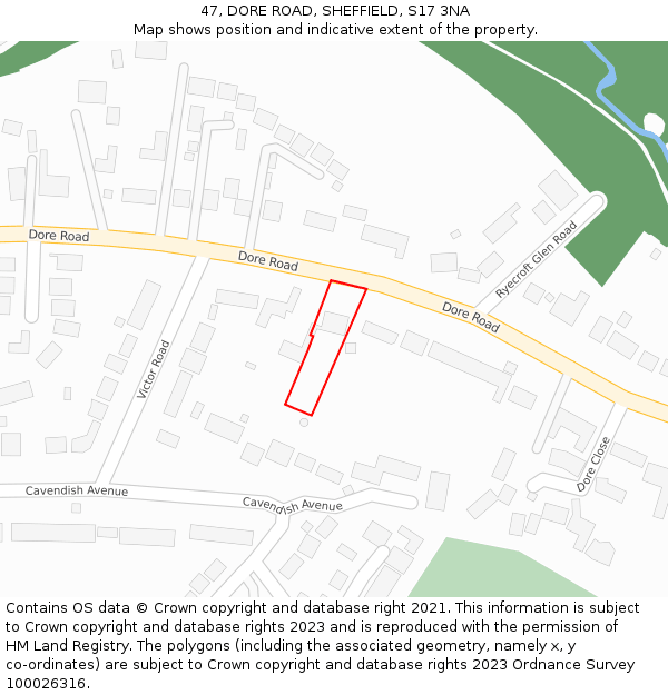 47, DORE ROAD, SHEFFIELD, S17 3NA: Location map and indicative extent of plot