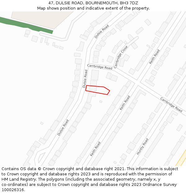 47, DULSIE ROAD, BOURNEMOUTH, BH3 7DZ: Location map and indicative extent of plot