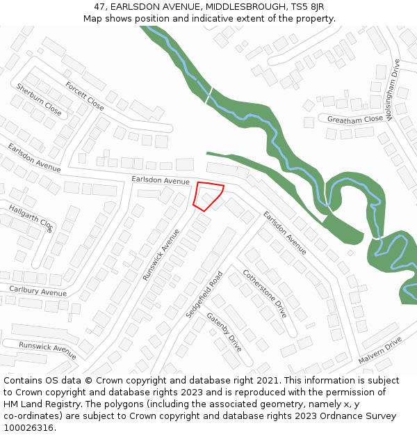 47, EARLSDON AVENUE, MIDDLESBROUGH, TS5 8JR: Location map and indicative extent of plot