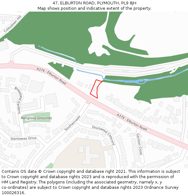 47, ELBURTON ROAD, PLYMOUTH, PL9 8JH: Location map and indicative extent of plot