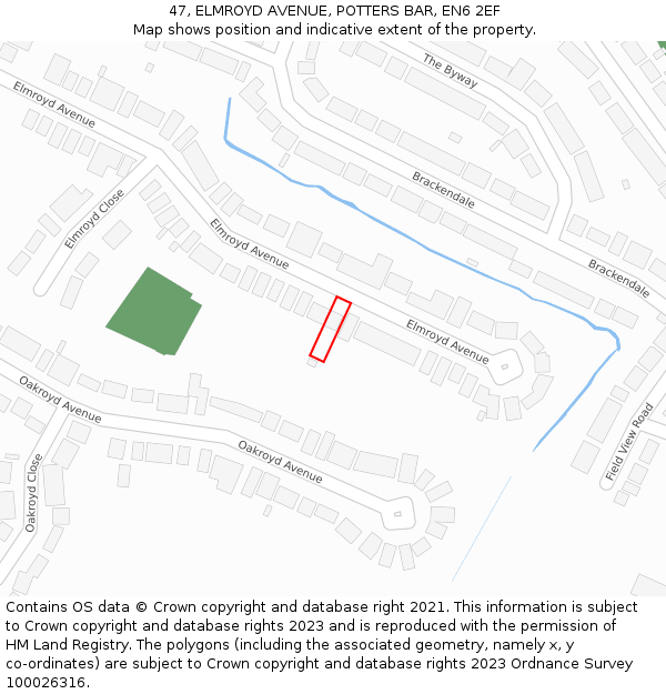 47, ELMROYD AVENUE, POTTERS BAR, EN6 2EF: Location map and indicative extent of plot