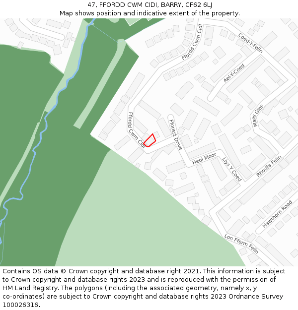 47, FFORDD CWM CIDI, BARRY, CF62 6LJ: Location map and indicative extent of plot