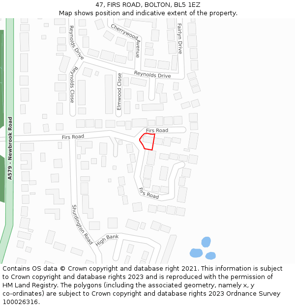 47, FIRS ROAD, BOLTON, BL5 1EZ: Location map and indicative extent of plot