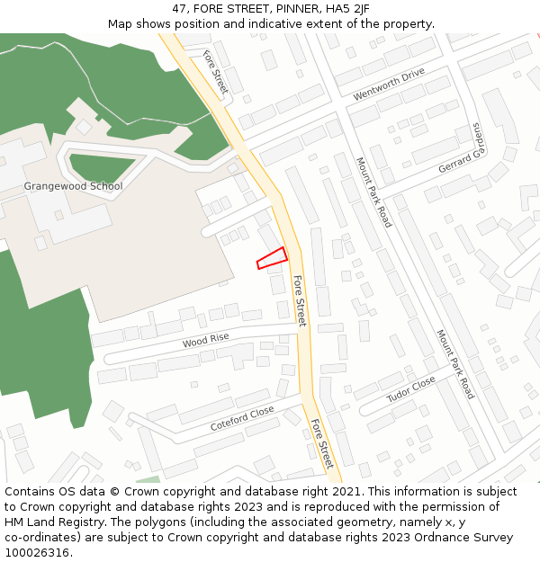 47, FORE STREET, PINNER, HA5 2JF: Location map and indicative extent of plot