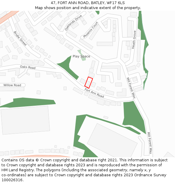 47, FORT ANN ROAD, BATLEY, WF17 6LS: Location map and indicative extent of plot