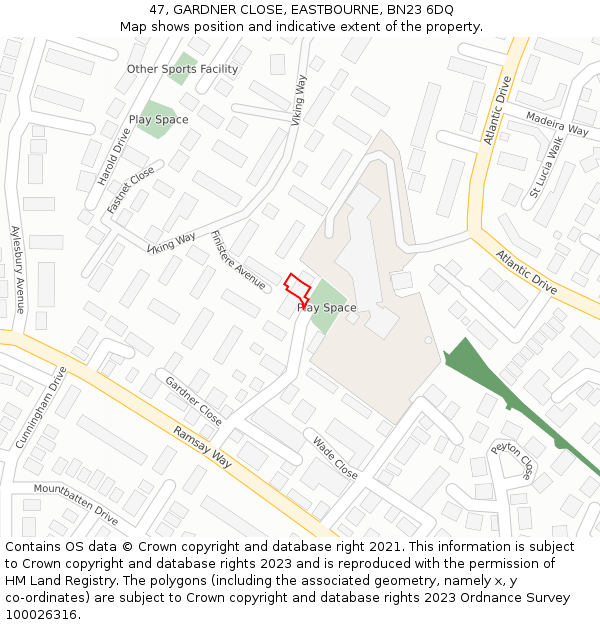 47, GARDNER CLOSE, EASTBOURNE, BN23 6DQ: Location map and indicative extent of plot