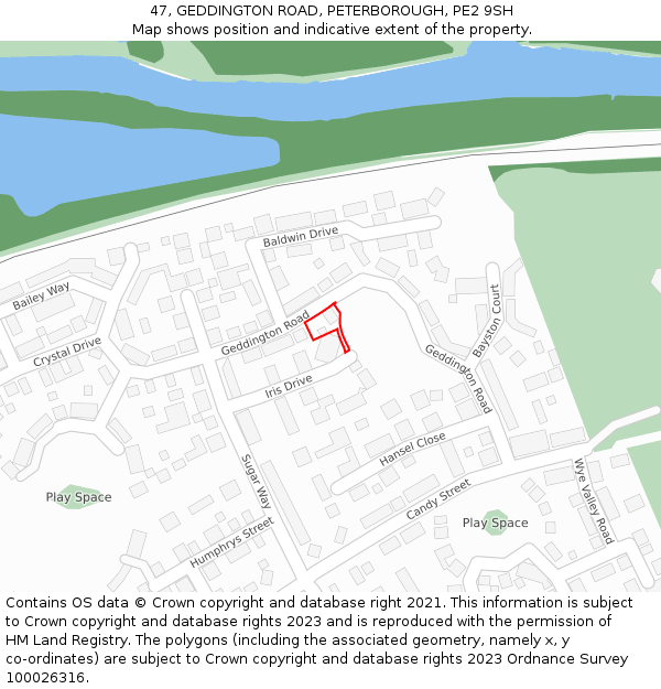 47, GEDDINGTON ROAD, PETERBOROUGH, PE2 9SH: Location map and indicative extent of plot
