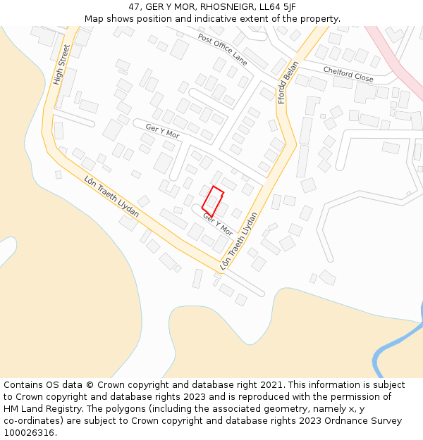 47, GER Y MOR, RHOSNEIGR, LL64 5JF: Location map and indicative extent of plot