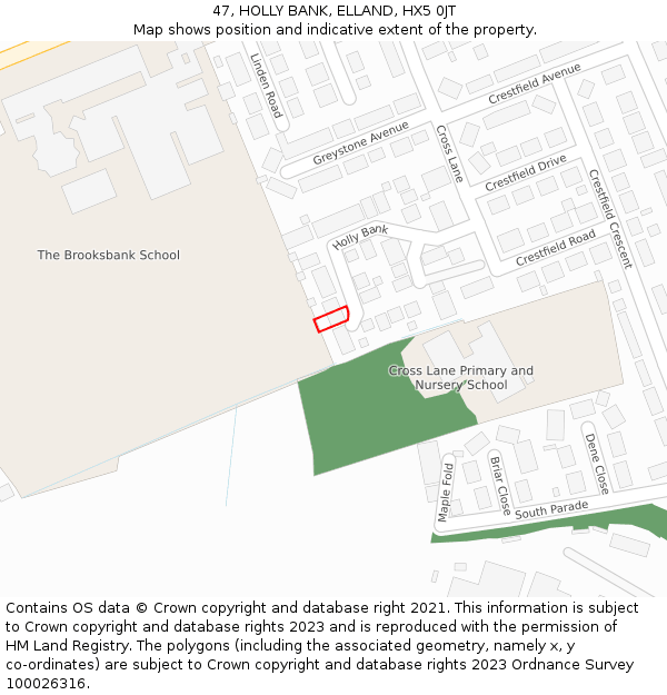 47, HOLLY BANK, ELLAND, HX5 0JT: Location map and indicative extent of plot