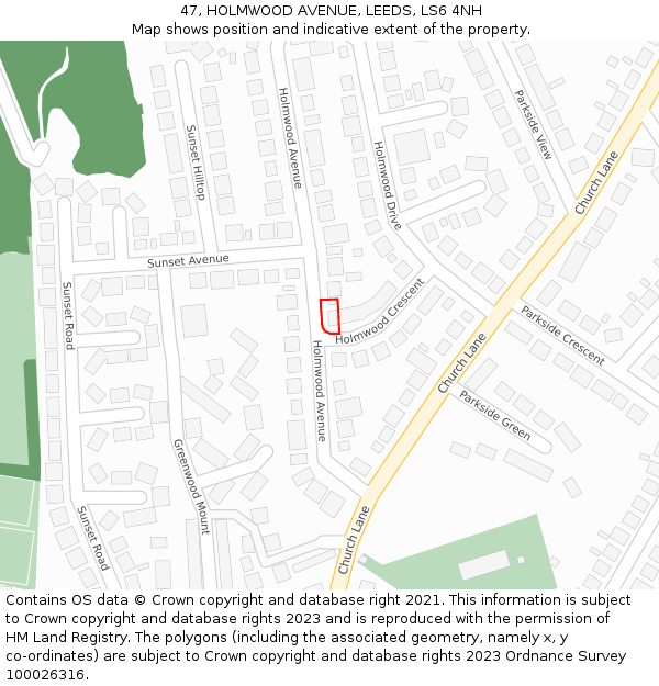 47, HOLMWOOD AVENUE, LEEDS, LS6 4NH: Location map and indicative extent of plot