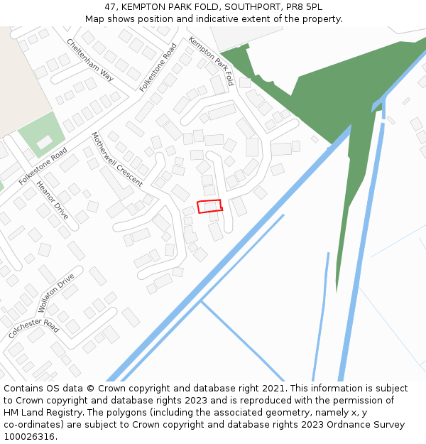 47, KEMPTON PARK FOLD, SOUTHPORT, PR8 5PL: Location map and indicative extent of plot