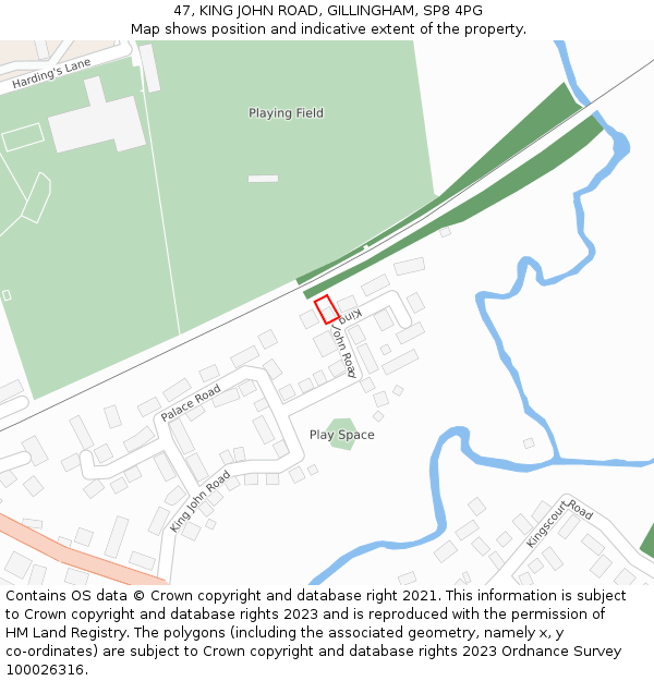 47, KING JOHN ROAD, GILLINGHAM, SP8 4PG: Location map and indicative extent of plot