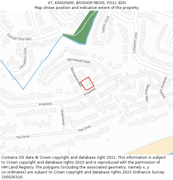 47, KINGSWAY, BOGNOR REGIS, PO21 4DN: Location map and indicative extent of plot