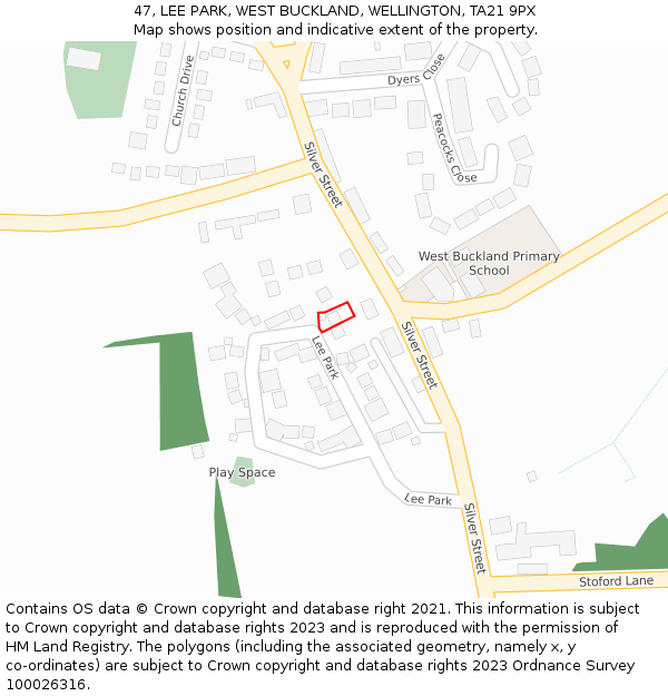 47, LEE PARK, WEST BUCKLAND, WELLINGTON, TA21 9PX: Location map and indicative extent of plot