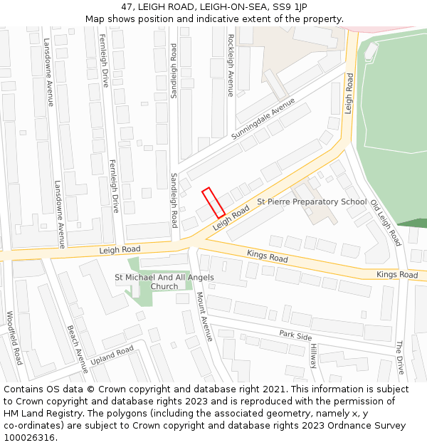 47, LEIGH ROAD, LEIGH-ON-SEA, SS9 1JP: Location map and indicative extent of plot