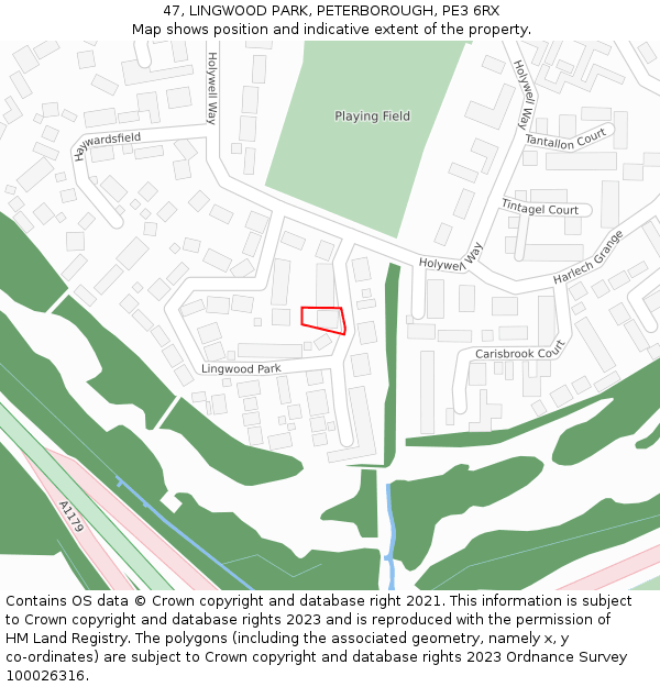 47, LINGWOOD PARK, PETERBOROUGH, PE3 6RX: Location map and indicative extent of plot