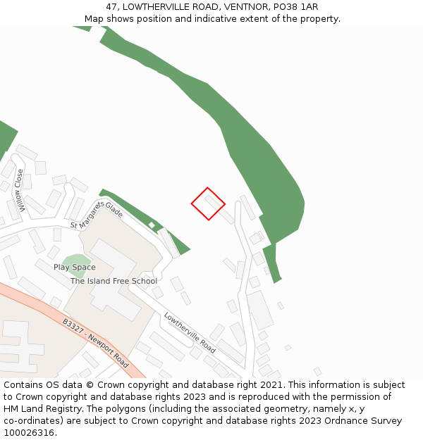 47, LOWTHERVILLE ROAD, VENTNOR, PO38 1AR: Location map and indicative extent of plot