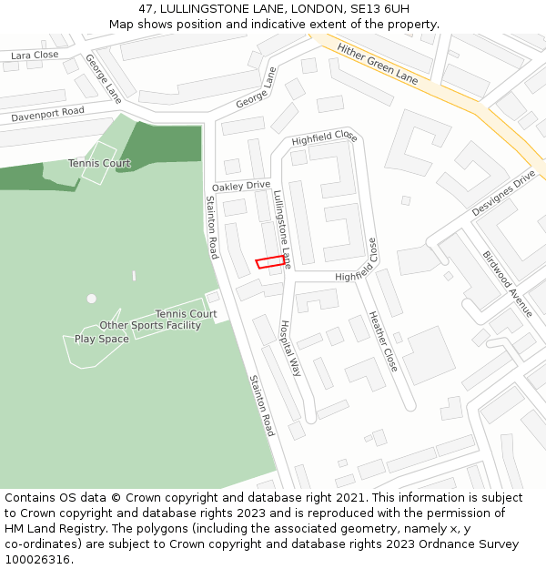 47, LULLINGSTONE LANE, LONDON, SE13 6UH: Location map and indicative extent of plot