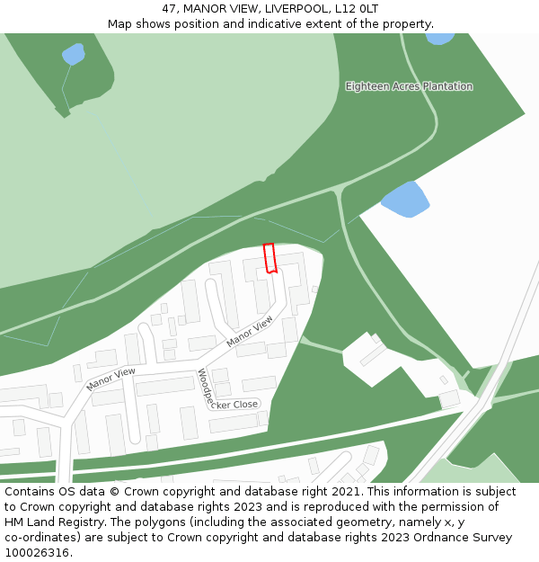 47, MANOR VIEW, LIVERPOOL, L12 0LT: Location map and indicative extent of plot